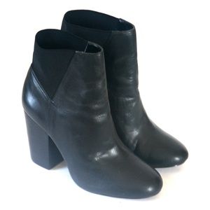 Size 8.5 - BCBGeneration Women's Lillyan Black Leather Block Hell Pull Up Ankle